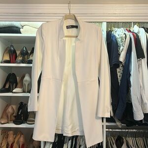 Zara long white jacket XS